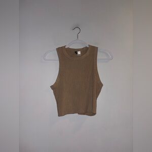 Divided | Beige Ribbed Cropped TankTop